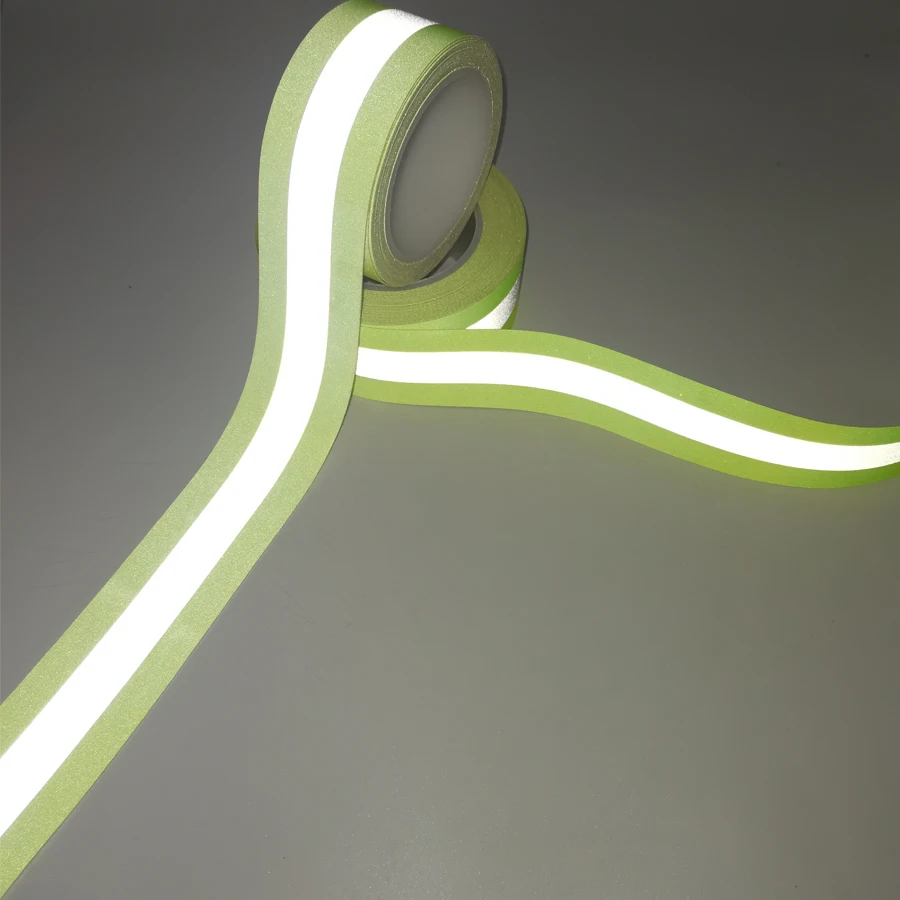 Yellow Orange Red Flame Fire Retardant Warning Safety Aramid Reflective Glow in the dark Fabric Tape