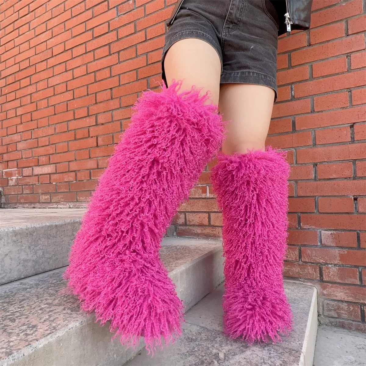Snow Boots Mongolian Fur New Warm Fashion Style High Quality Wool Factory Wholesale For Women PVC Fur Plush Boots