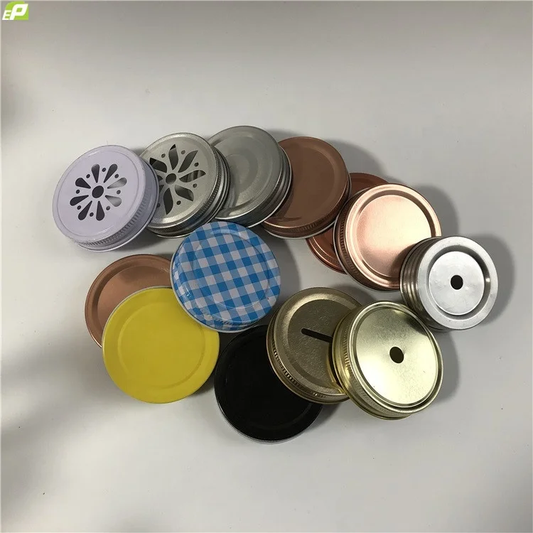 Regular Wide Mouth Metal Mason Canning Jars Tinplate Lug Split Lids Seals Ring With Silicone Seal