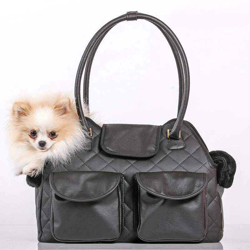 Wholesale Portable Pu Crossbody Dog Cat Carrier Handbag For Outdoor Travel Pet Carrier Bag Pet Supplies