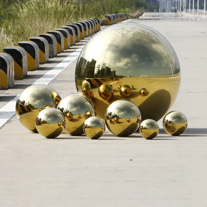 Golden hollow steel ball full sizes supply 16mm to 1500mm stainless steel hollow sphere plated durable titanium gold