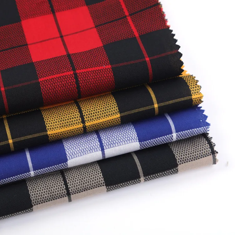 fancy checked yarn dyed shirting fabrics 100 cotton low moq