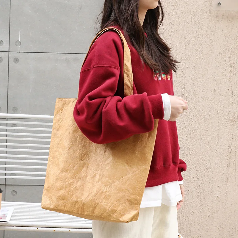 Waterproof Dupont Tyvek Paper Shopping Tote Bag Shoulder Bag With Zipper Pocket