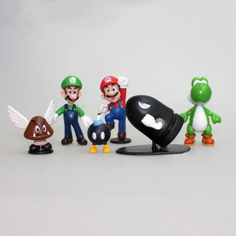 2.5 inch 8cm color box PVC Toy for Kids Gift Series Yoshi hongos Koopa Bowser Luigi figure mario toys