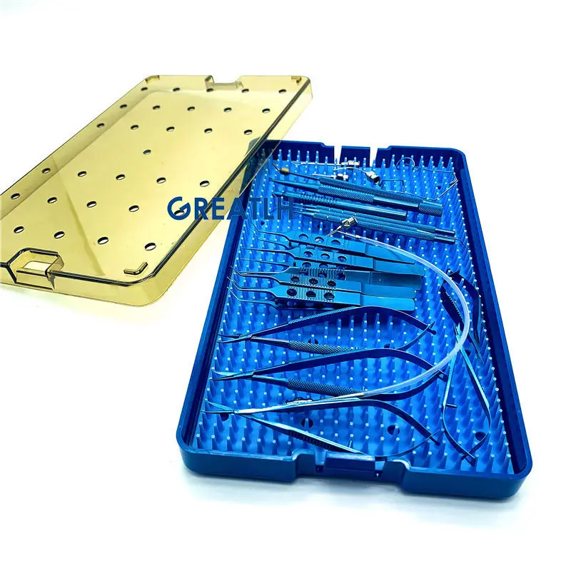 Titanium Alloy 21pcs for cataract surgery Ophthalmic instrument With silicone sterilization box