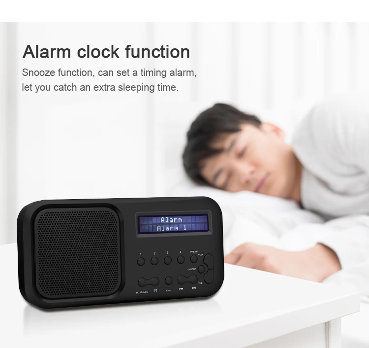 Factory Price Easy Carry Dab Digital Portable Mini Digital DAB+FM Radio Wireless Alarm Clock Fm Radio