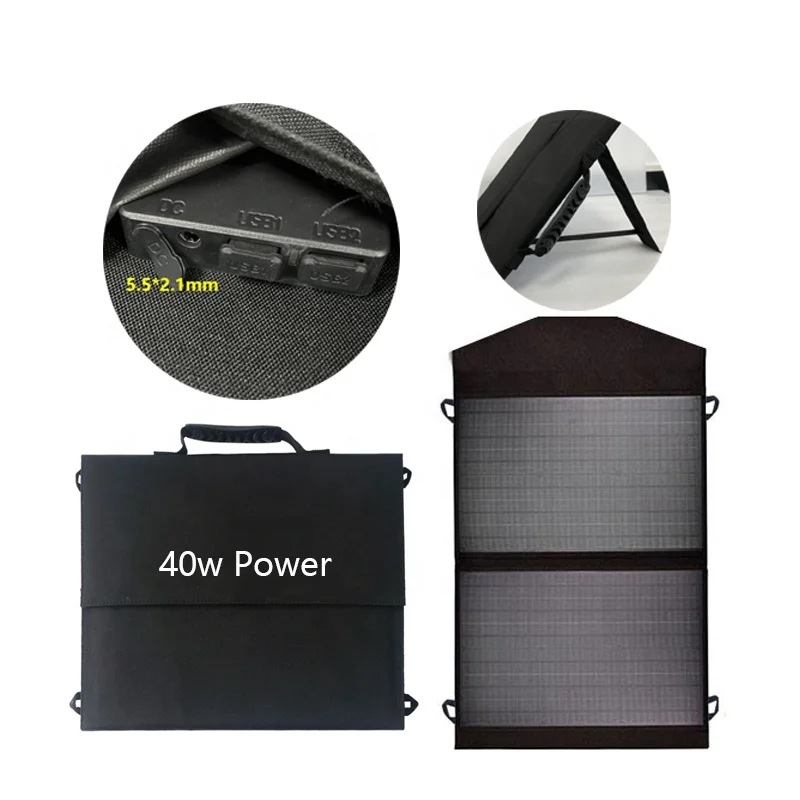 Открытый Кемпинг монокристаллический складной PV складной портативный 2 складки выход 18v 40 Вт солнечная панель для зарядки батареи 12V