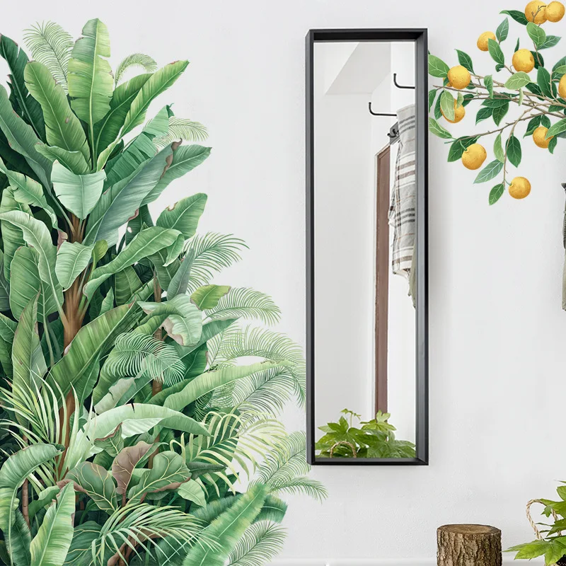 Fresh Green Plant Design Wall Painting Sofa Bedroom Background Decoration Stickers Banana Tree Lemon Wall Sticker