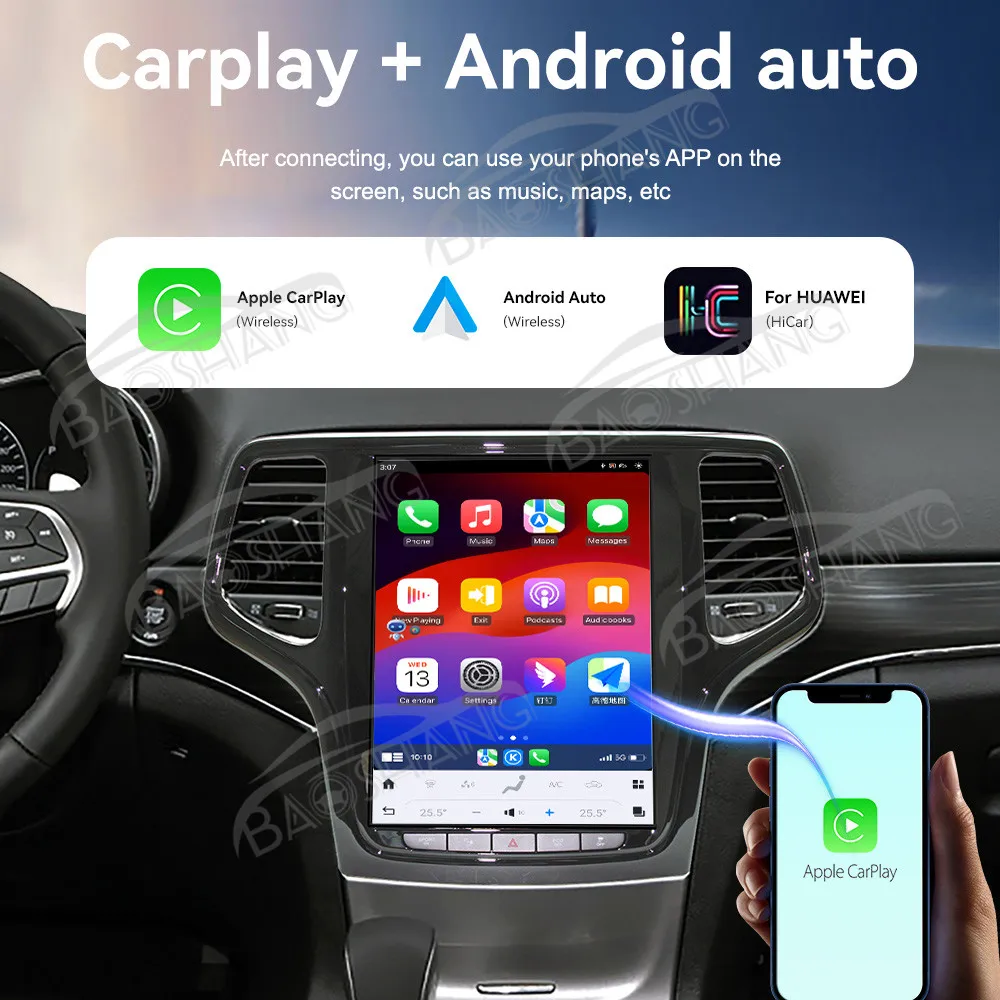 10 4 'Carplay для Jeep Grand Cherokee 2014-2018 автомобильное радио GPS навигация мультимедийный видеоплеер Tesla Style вертикальный экран