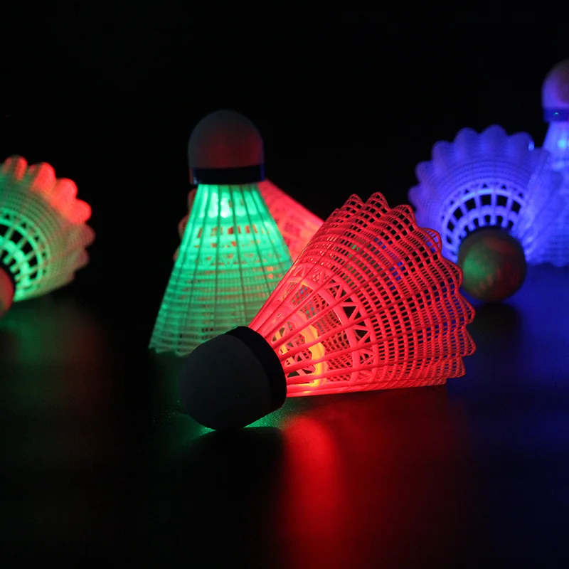 6pcs Pack Dark Night LED Glowing Light-Up Nylon Badminton Birdies Shuttlecocks Durable Goose Indoor/Outdoor Training Fun