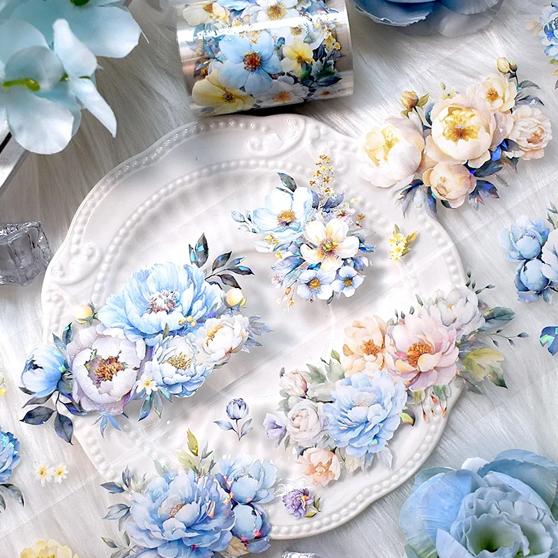 MOQ2 China wholesale Flower Special Oil Seashell lridescent Craft PET washi tape