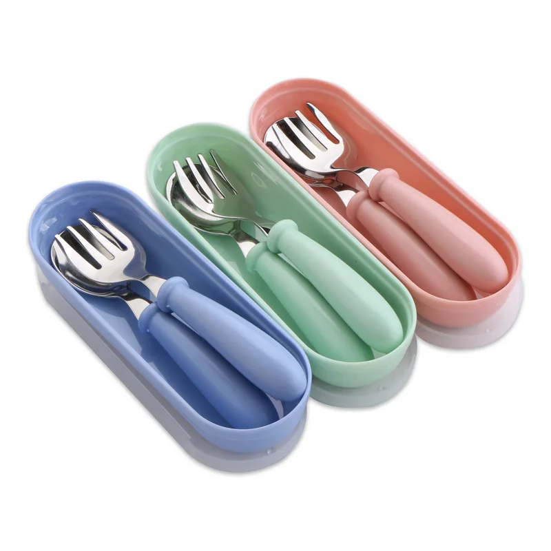 2 Sets Toddler Utensils,Stainless Steel Baby Spoon and Fork Safe Kids Children Cutlery Set for Safe Dining