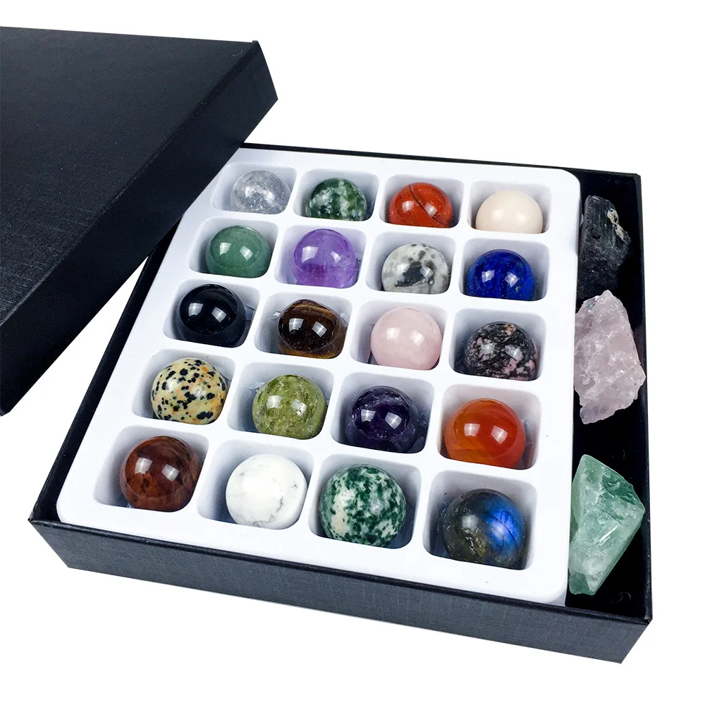 20mm Polished Rock Crystals Sphere Natural Mixed Quartz Crystal Ball Set Natural crystal gem ball ore set child Science Gifts
