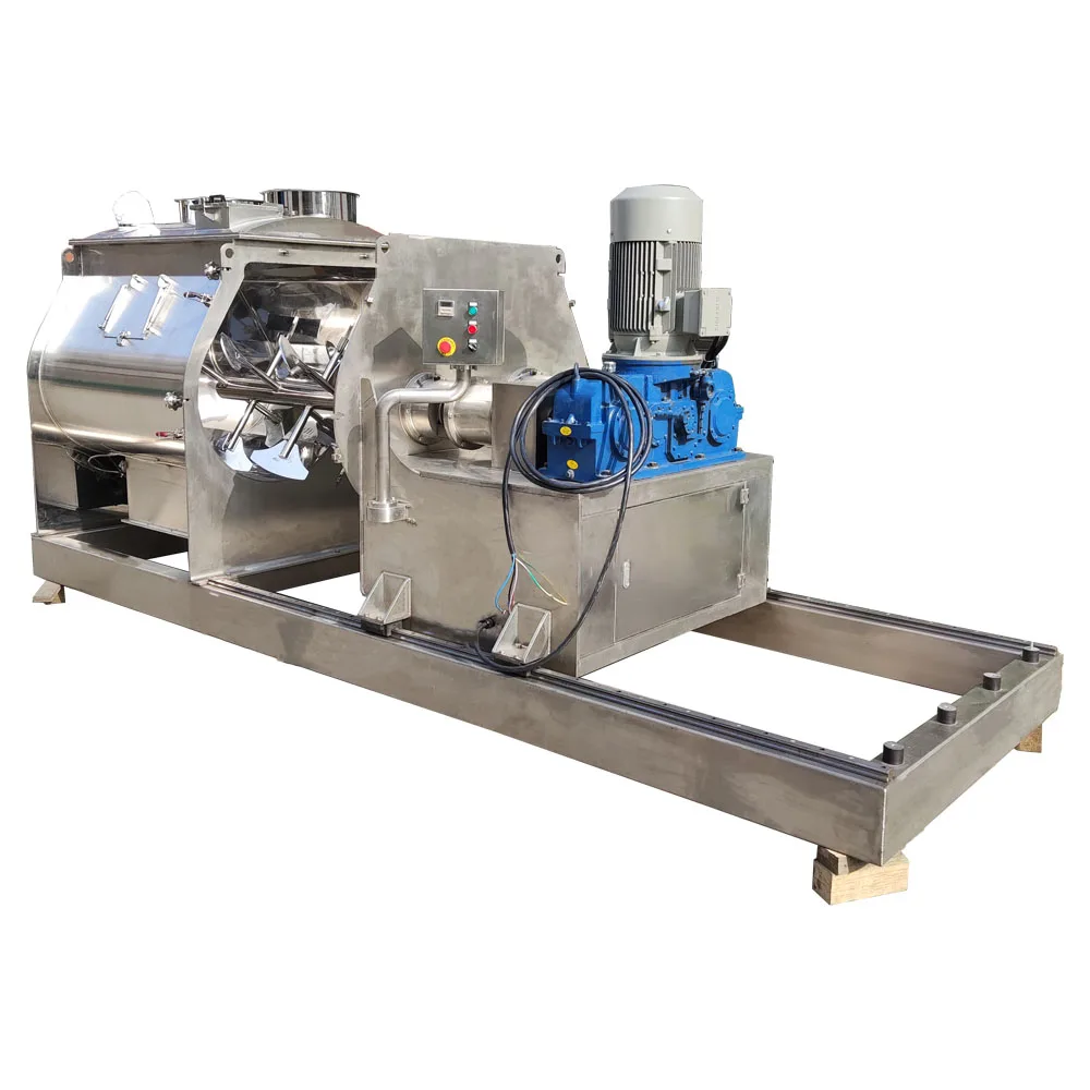 Heavy Duty Pulling Type Paddle Mixer Machine / Non-gravity Open-door Mixer