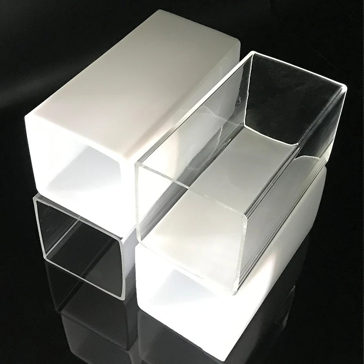 Yishun wholesale clear and milky white color square pmma pipe plastic acrylic rectangle tube