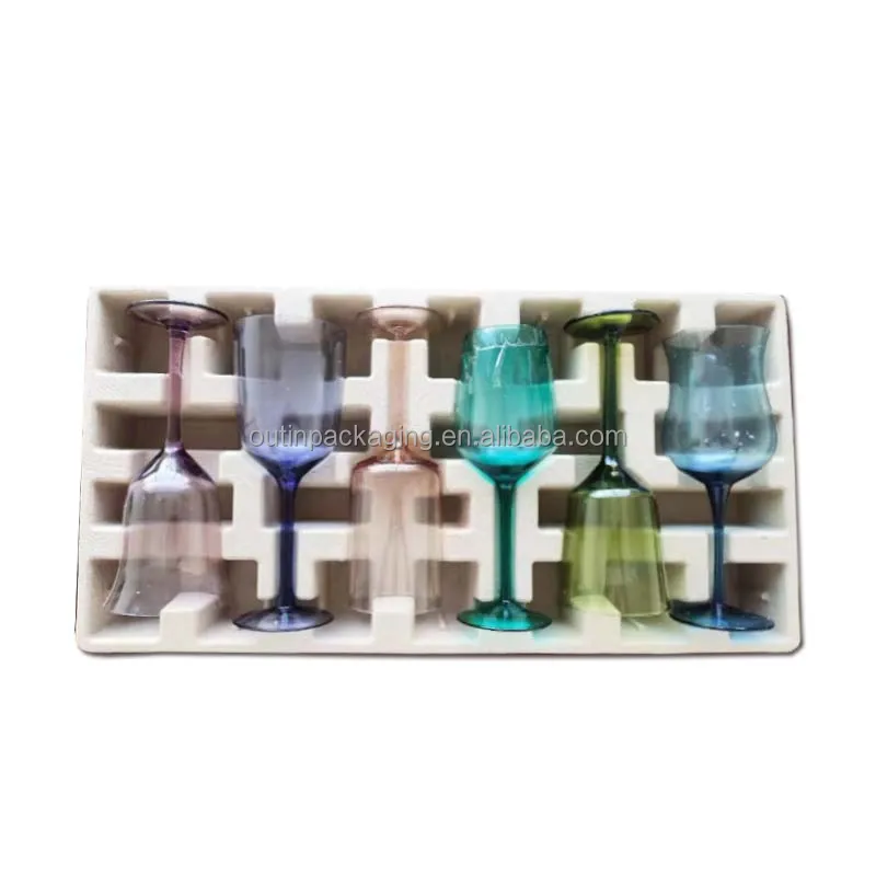 Packaging Mailer Box Shipping Tray Eco Friendly Molding Box Tray Biodegradable Recycle Molded Pulp Paper for Bottle Glass Wine