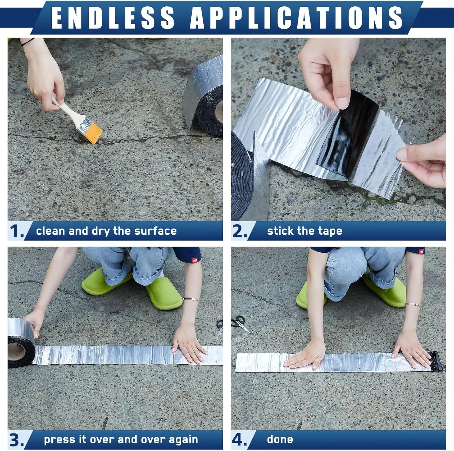 50mm flashband 2 Rolls Flashing Tape Waterproof Patch Seal Tape Self Adhesive Roof Tape for Window Doors Panels Repair