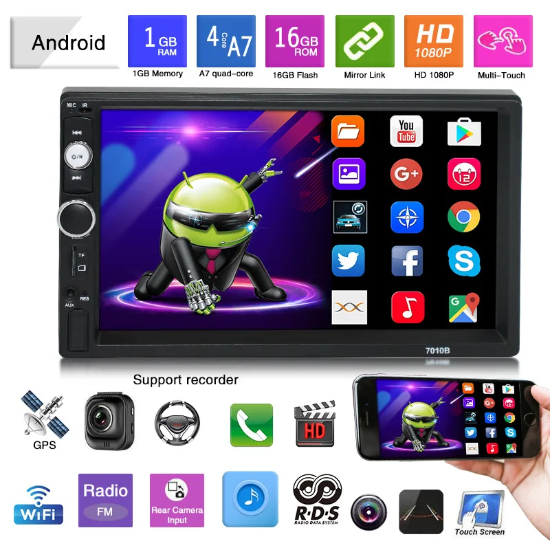 7010 Android 12 MP5 Video Player with GPS/WIFI/Carplay Radio 7 -inch with knob touch screen driver DVD player