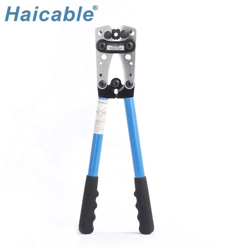 Haicable Hand Tools HX-50B Hexagon Crimping 10-1/0 AWG 6-50mm2 Ratchet Producer Crimper