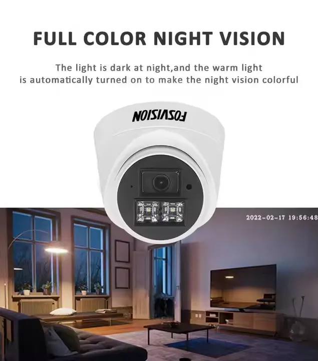 fosvision 8ch POE NVR KIT 5MP color vu IP Camera Smart full color with Audio CCTV Camera  systems home security 4HDD