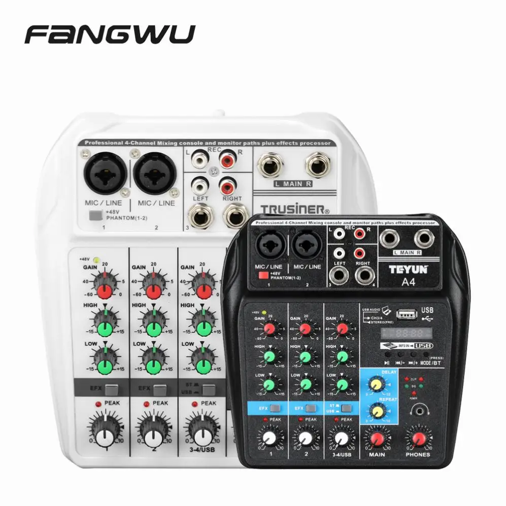 Factory Direct Sale 4 Channel Usb Mixing Console Audio Sound Mixer With Effects