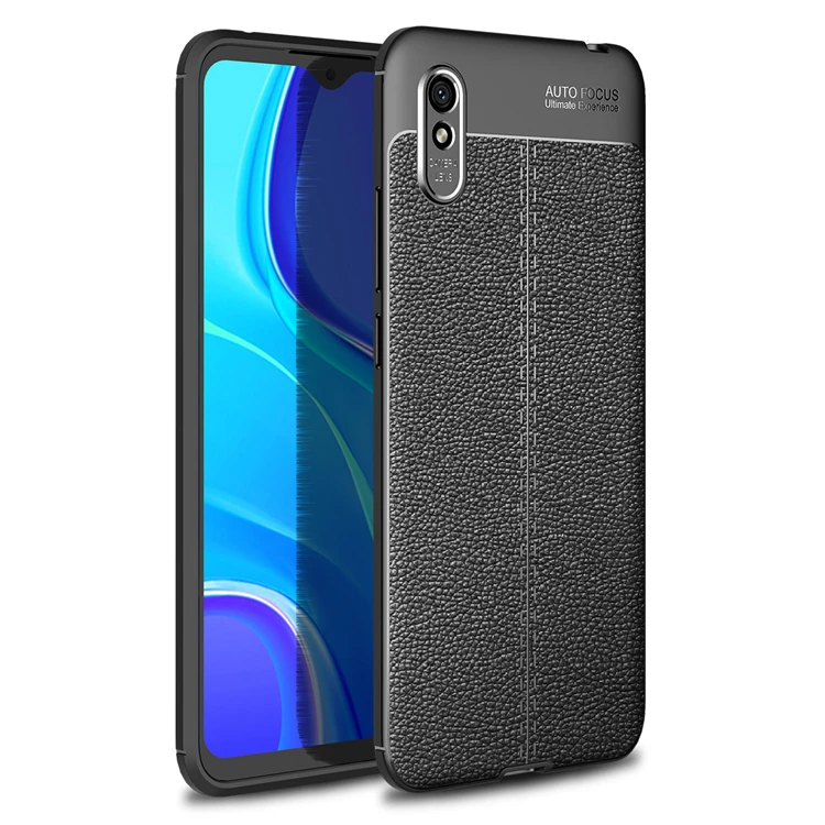 Чехол для телефона Xiaomi Redmi 9A 9C, кожаный чехол с узором Личи, задняя крышка из ТПУ, чехол для телефона Redmi 9