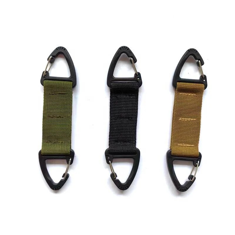 HB Tactical Belt Webbing Key Ring Holder Bag Hook Buckle Strap Clip Outdoor Travel Hiking Camping carabiner keychain with logo