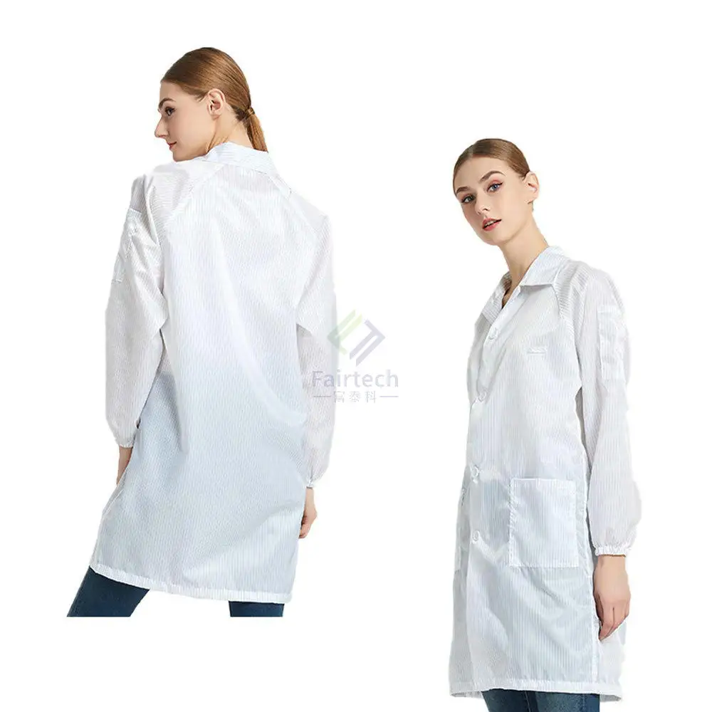 Polyester Conductive Fiber Cleanroom Suit Anti-static Lab Coat Reusable Cleanroom ESD Smock