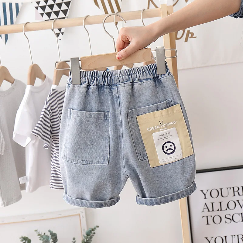 Toddler Boys Kids Short Jeans Pants Children Denim Cartoon Knee Length Jeans Trousers