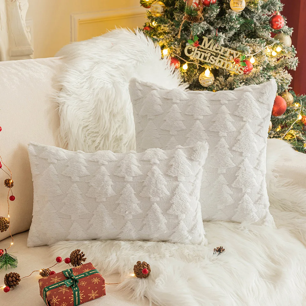 Christmas Snowflake Decorative Throw Pillow Soft Fluffy Pillowcases Home Decoration Pillow Covers for Couch Bedroom