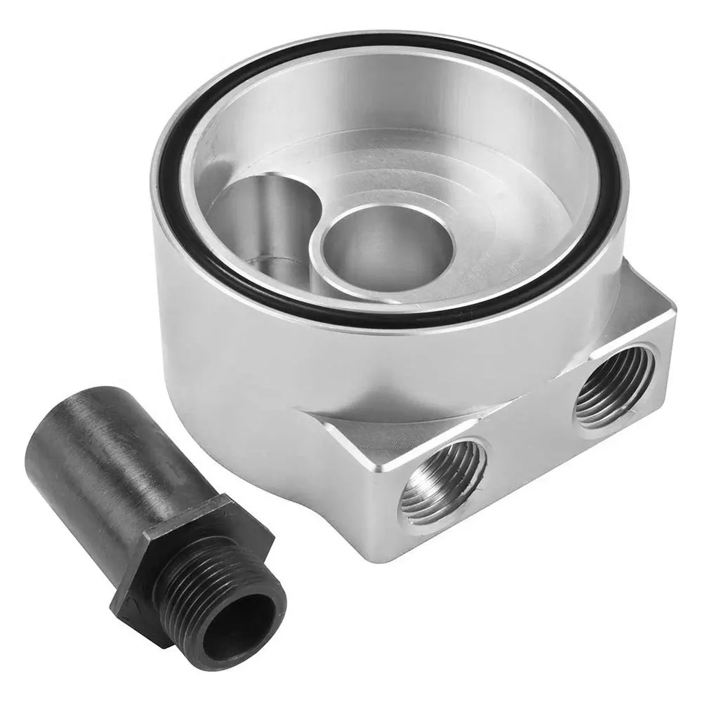 CNC Custom Universal Aluminum Engine Transmission Oil Cooler Single Oil Filter Sandwich Plate Adapter