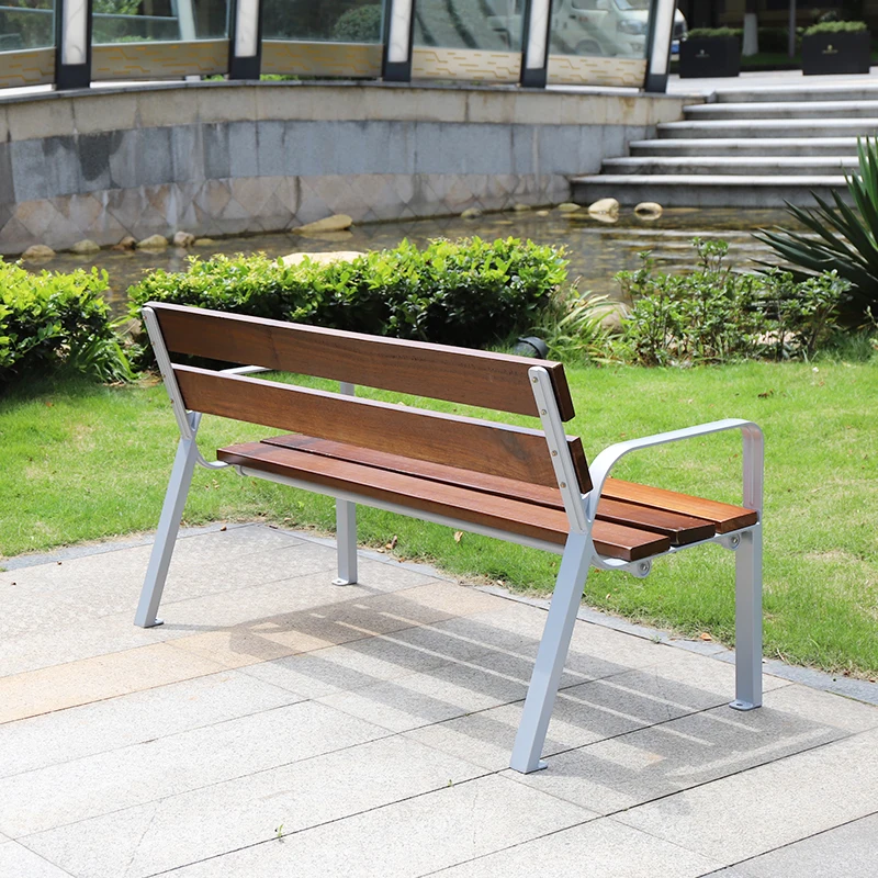 180cm long teak woodren garden waiting chair outdoor bench legs aluminum solid wood slats seat for park street public furniture