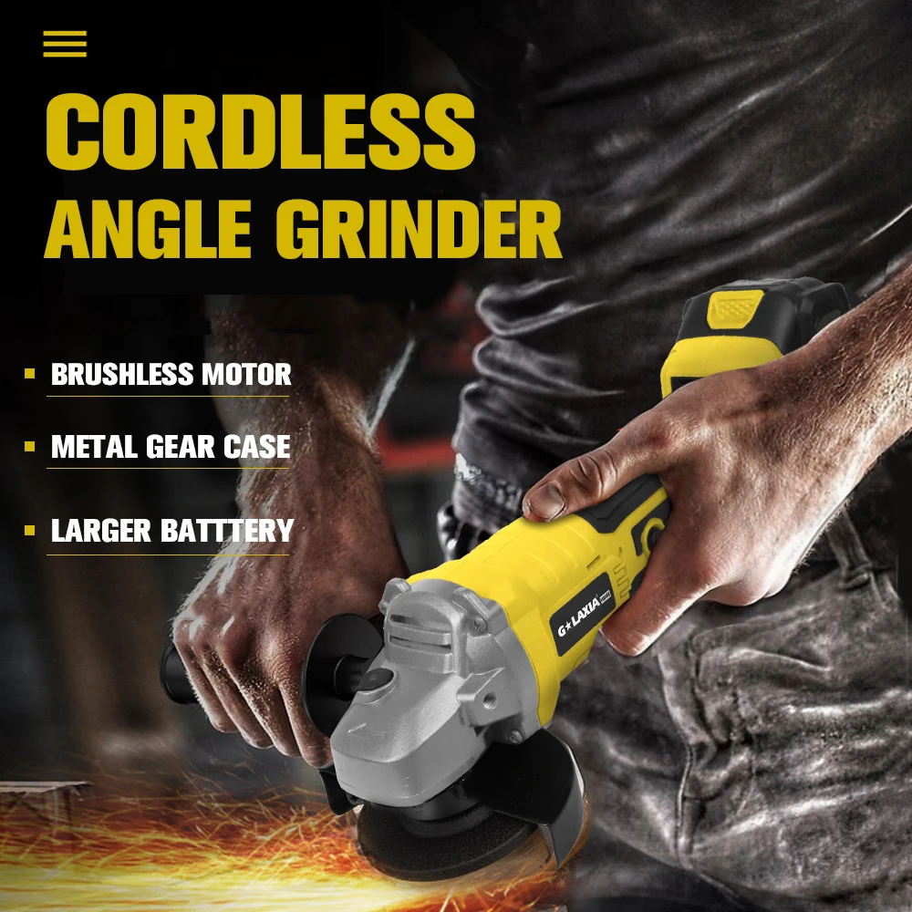 Galaxia 20V Brushless Angle Grinder Cordless 2A Battery 1A Charger Include DIY Level Support Grinding Machine