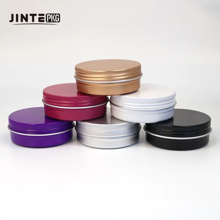 Hot sale 50ML logo Tin Box Packaging Cosmetic Empty Aluminum Jar 2 oz Empty Round Metal Tin Cans