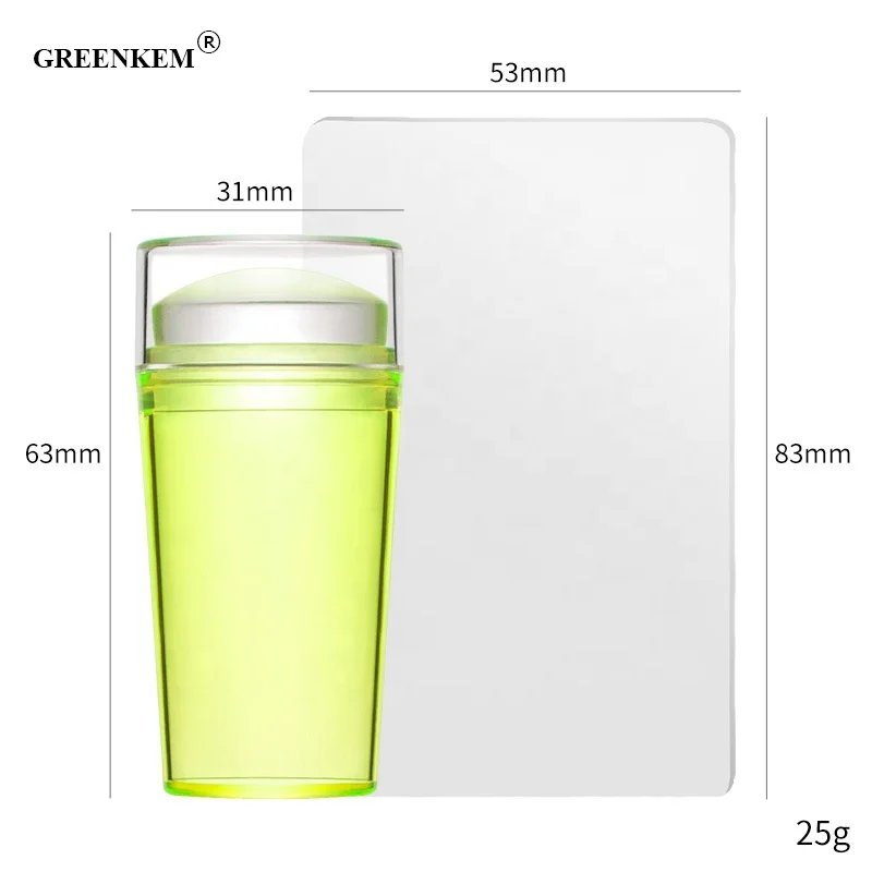 GREENKEM 1 Набор Желейная головка со скребком шаблон для ногтевого дизайна Печать Силиконовая штамповочная пластина инструменты набор штампов