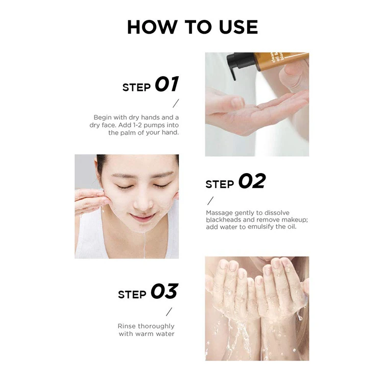 Oily Skin BHA Exfoliation Moisturizing Makeup Remover Oil Cleanser for Face Blackhead Pore Cleansing Oil