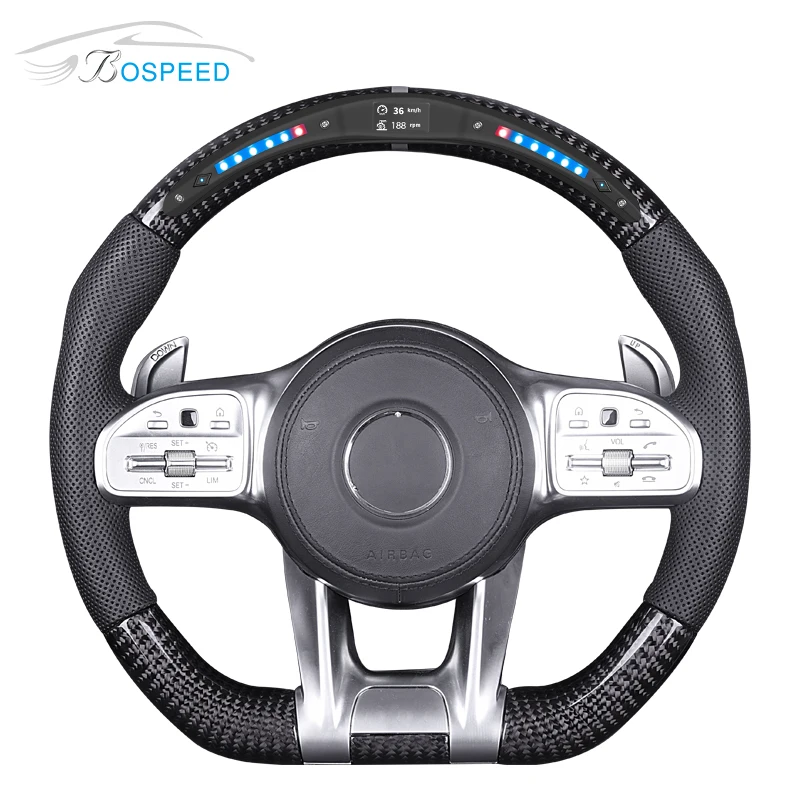 
2021 LED Carbon Fiber Steering Wheel for Mercedes Benz AMG C Class GLA GLE W211 W207 E63 