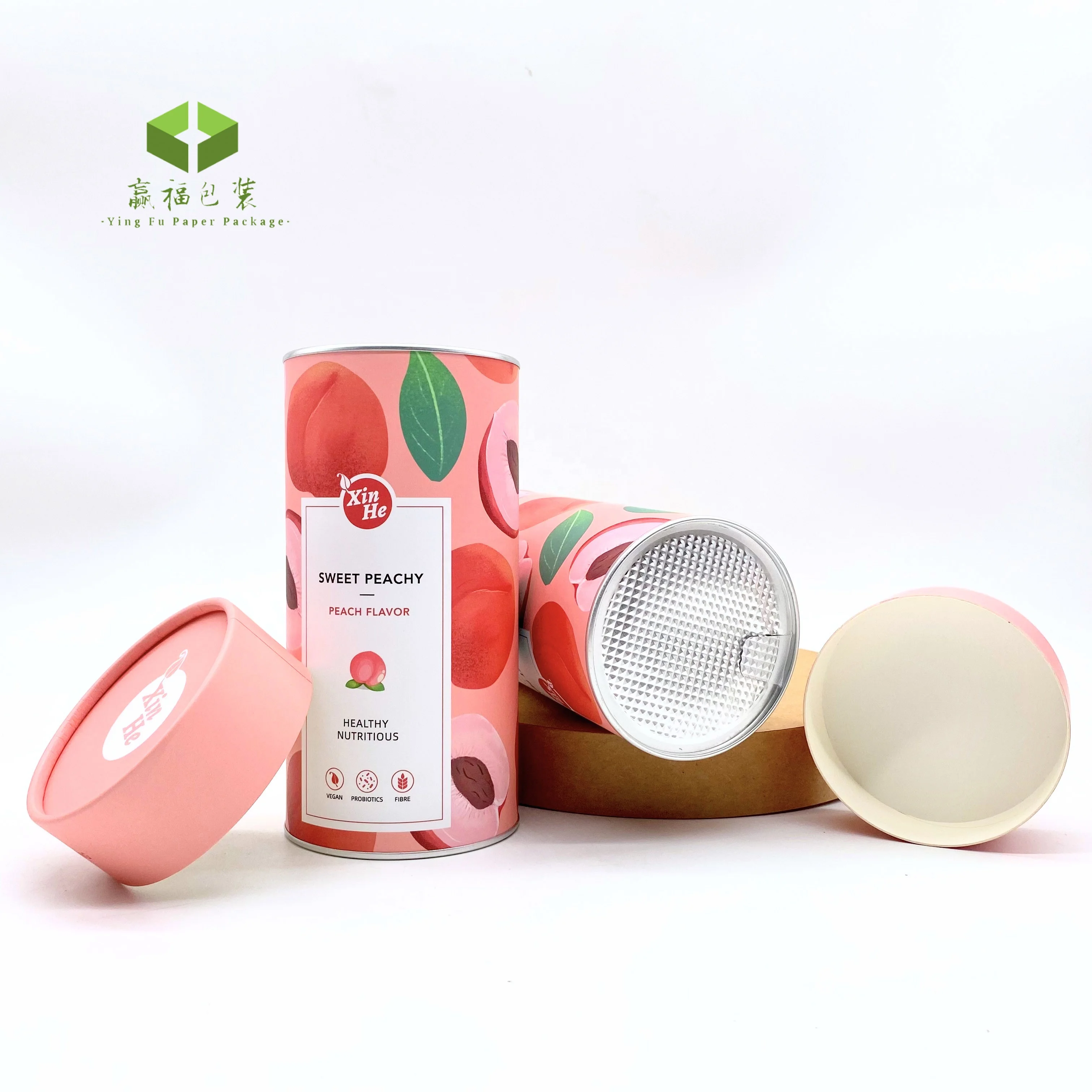 High quality custom Eco Friendly Customized kraft paper packaging tube cans with metal lid tea packaging min 50