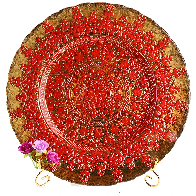 2021 new fancy design wedding charger plates party fashion dinning tableware glass plates for reception event