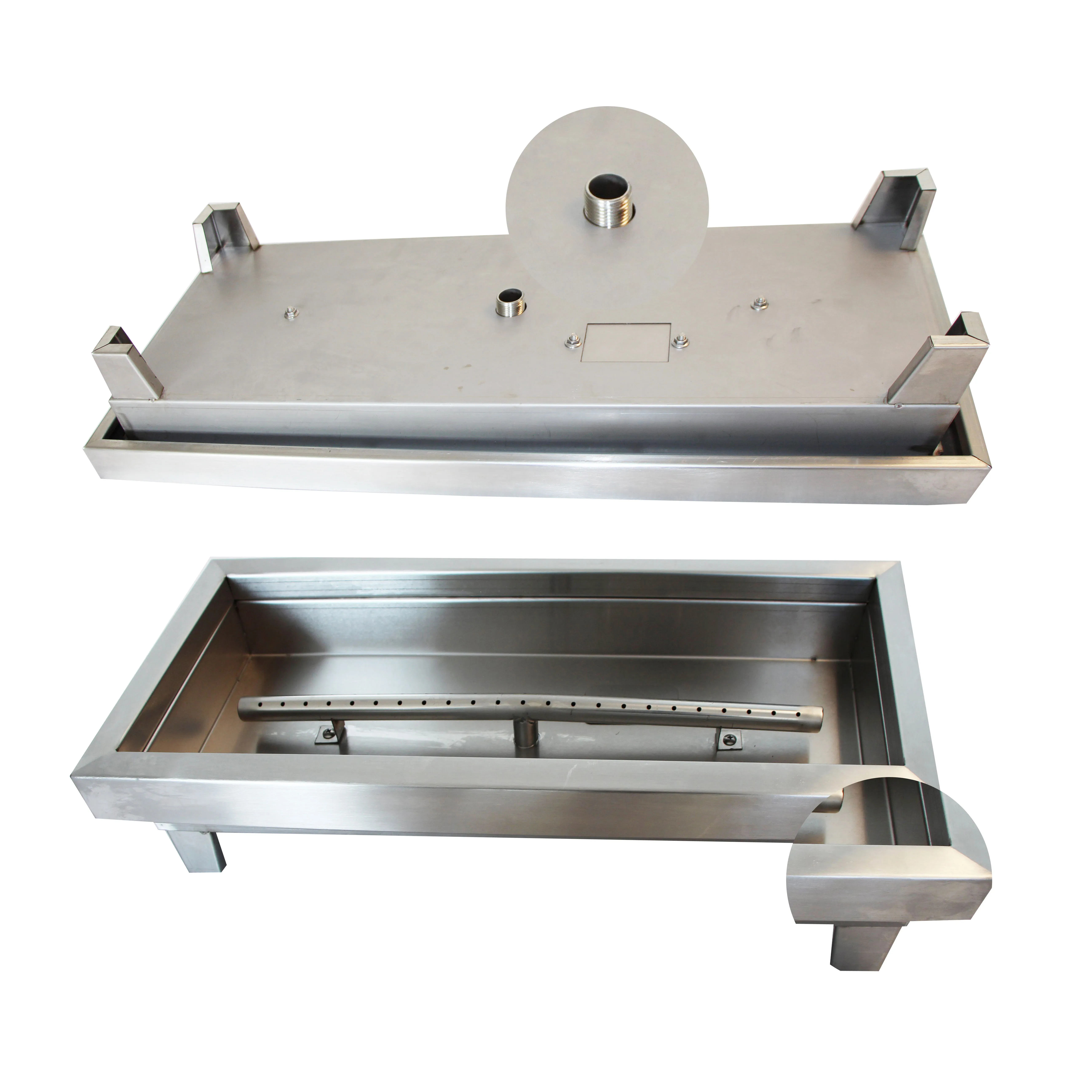 Linear pan fire pit burner kit/ indoor fire place
