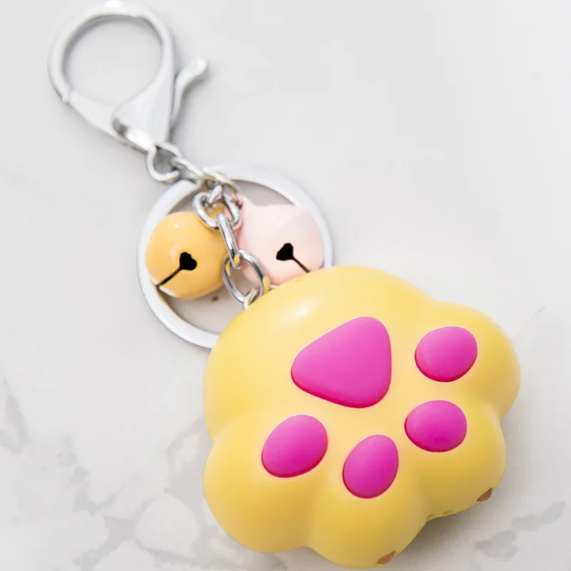 Cartoon Cute Keychain Cat Paw Feet Key Chain Sound Light LED Flashlight Key Ring Holder Figure Pendant keychain
