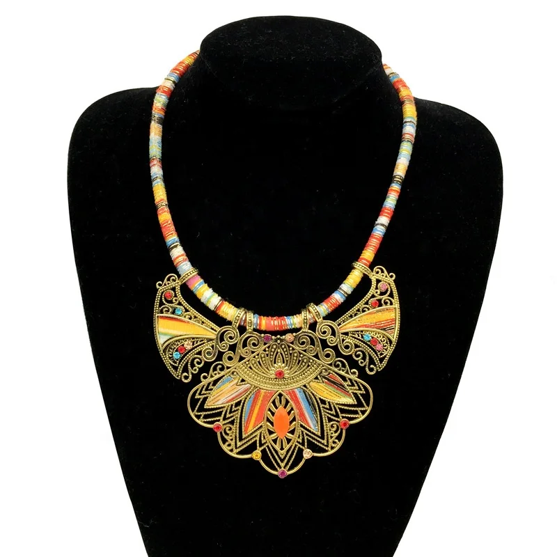 Europe Hot Selling Women Jewelry Set Bohemia Ethnic Seed Bead Rhinestone Handmade Necklace And Earrings Jewelry Set