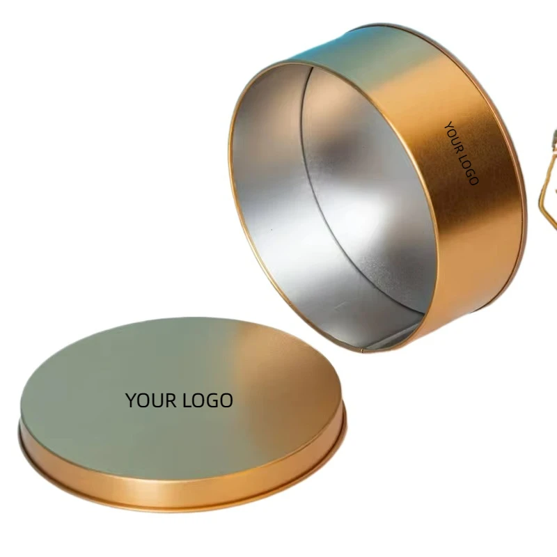 2025 Hot Sales New Food Grade round Metal Container Tinplate Candy Tin Can Packaging Box for Baking Cake Snack Chocolate Use