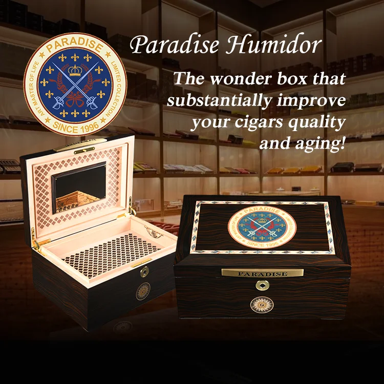 Handmade luxury humidor Italy design cigar cases Spanish cedar wood Maintain humidity Classic Black gold S