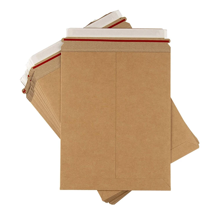 Self Adhesive 7x9 Inch Custom Printing Rigid Document Kraft Mailer Mailing Envelope For Photos