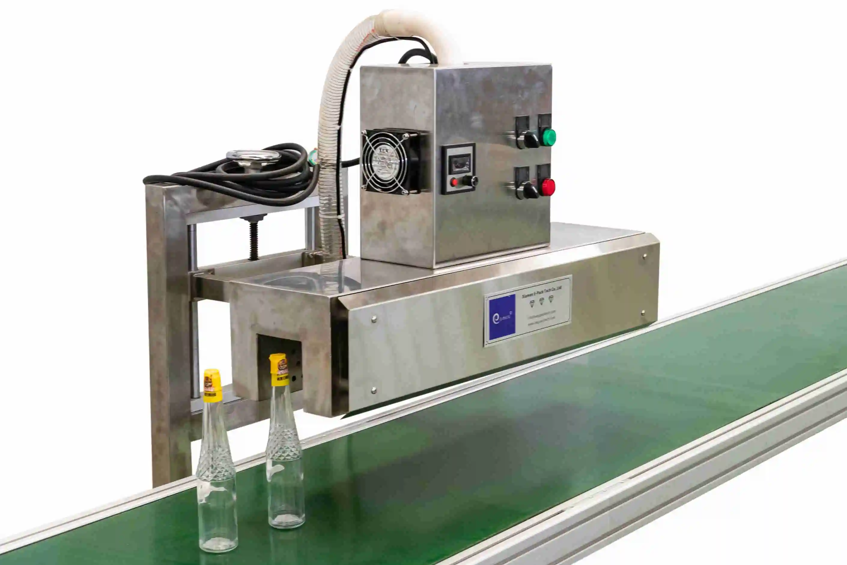 High quality manufactory Automatic bottle neck heat shrink tunnel wrapping packing machine