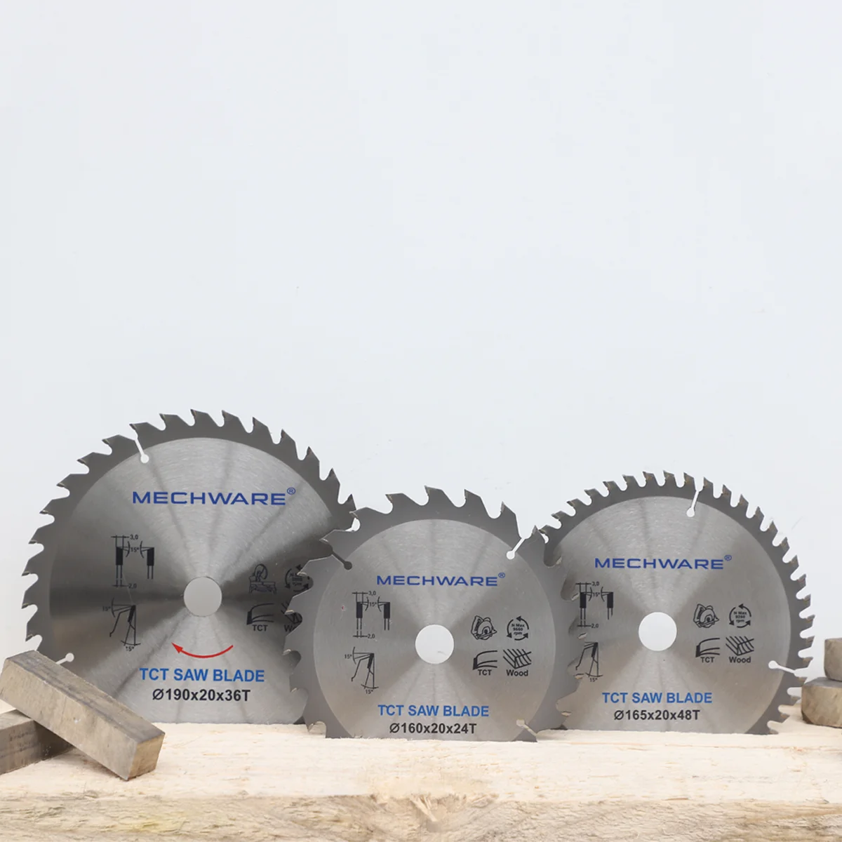 MECHWARE Tungsten Carbide Wood Circular Saw Blade TCT Wooden Cross Cutting Off Tool For Furniture Manufacturing