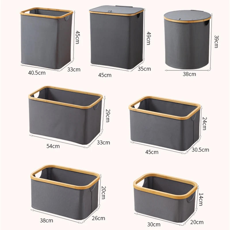 NISEVEN Large Foldable Storage Basket Closet Storage Laundry Hamper With Bamboo Handle Waterproof Oxford Cloth Storage Basket