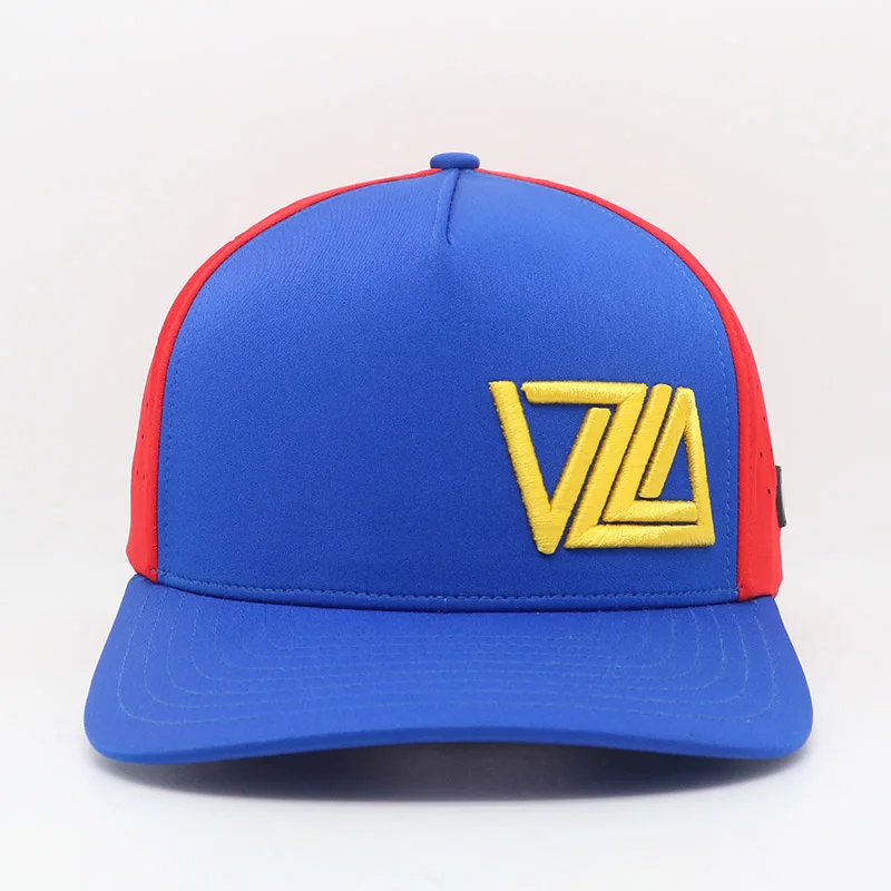 Fashion Custom High Quality 5 Panel Perforated Laser Cutting Hole Baseball Hat Custom Designer 3D Embroidery Logo Cap