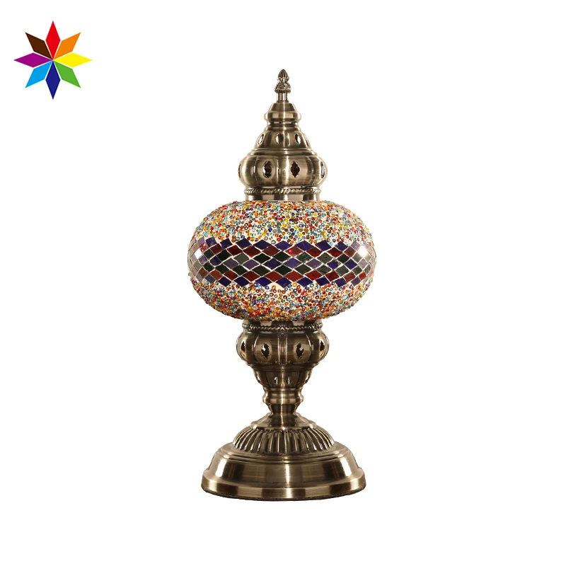 Evershining Turkish Mosaic Glass Material Art home decorative LED table lamps Moroccan Lantern YMA602-17